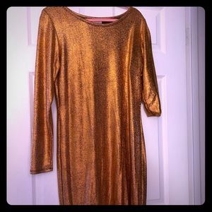 Metallic, body con, knee length dress